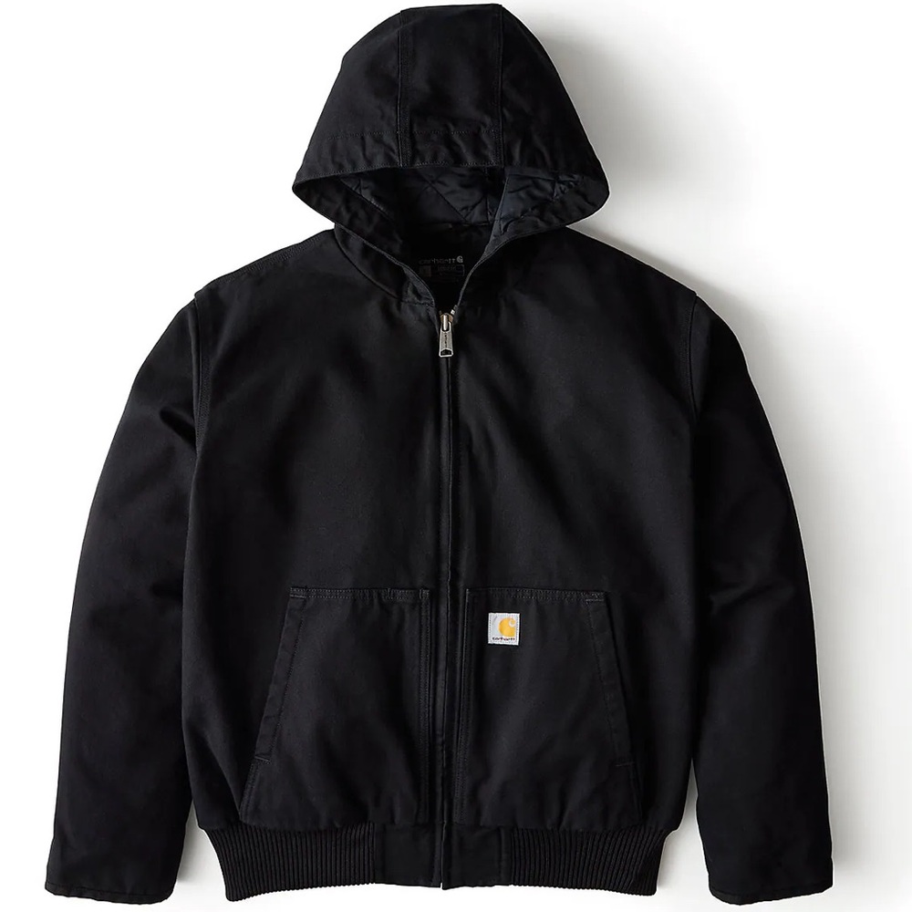 Carhartt Men’s Washed Duck Active Hooded Jacket Black J130-M Large - Picture 4 of 14